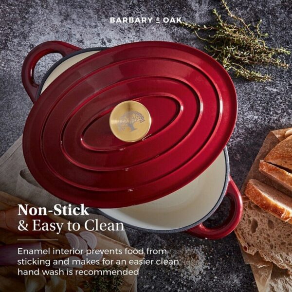 Barbary And Oak BO800252RED 29cm Oval Casserole Dish Cast Iron Bordeaux Red - Image 2