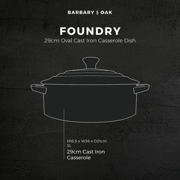 Barbary And Oak BO800252RED 29cm Oval Casserole Dish Cast Iron Bordeaux Red - Image 4