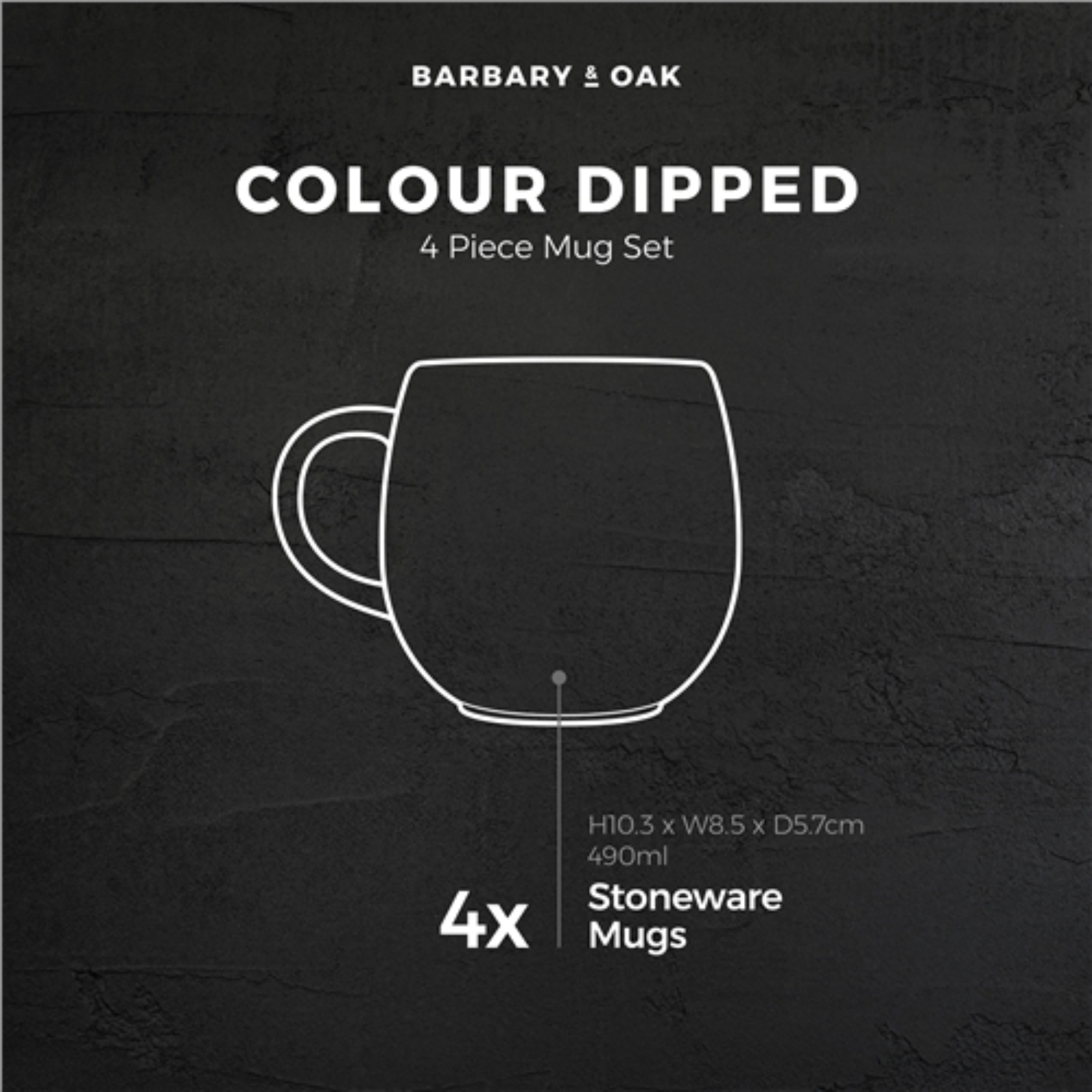 Barbary And Oak BO874000 4 Piece Mug Set Colour Dipped Barbary And Oak BO874000 4 Piece Mug Set Colour Dipped - Image 2