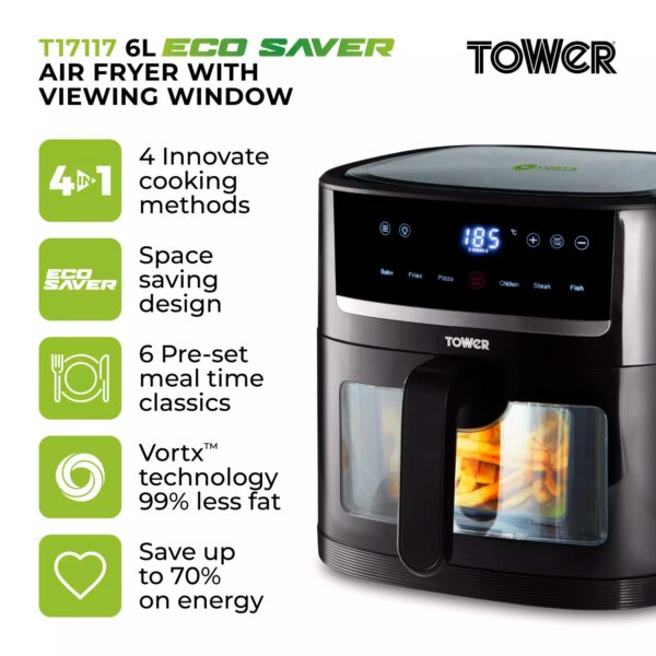 Tower T17117 6 Litre Eco Saver Air Fryer Black