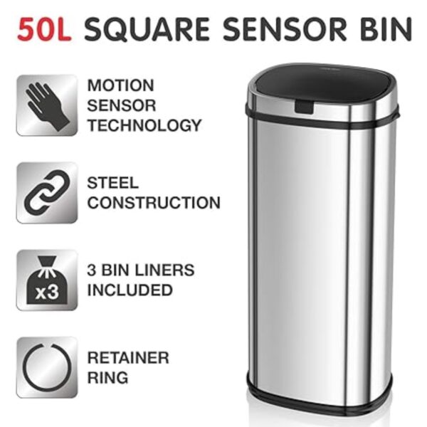 Morphy Richards 971519 Chroma 50L Sensor Bin Stainless Steel - Image 2
