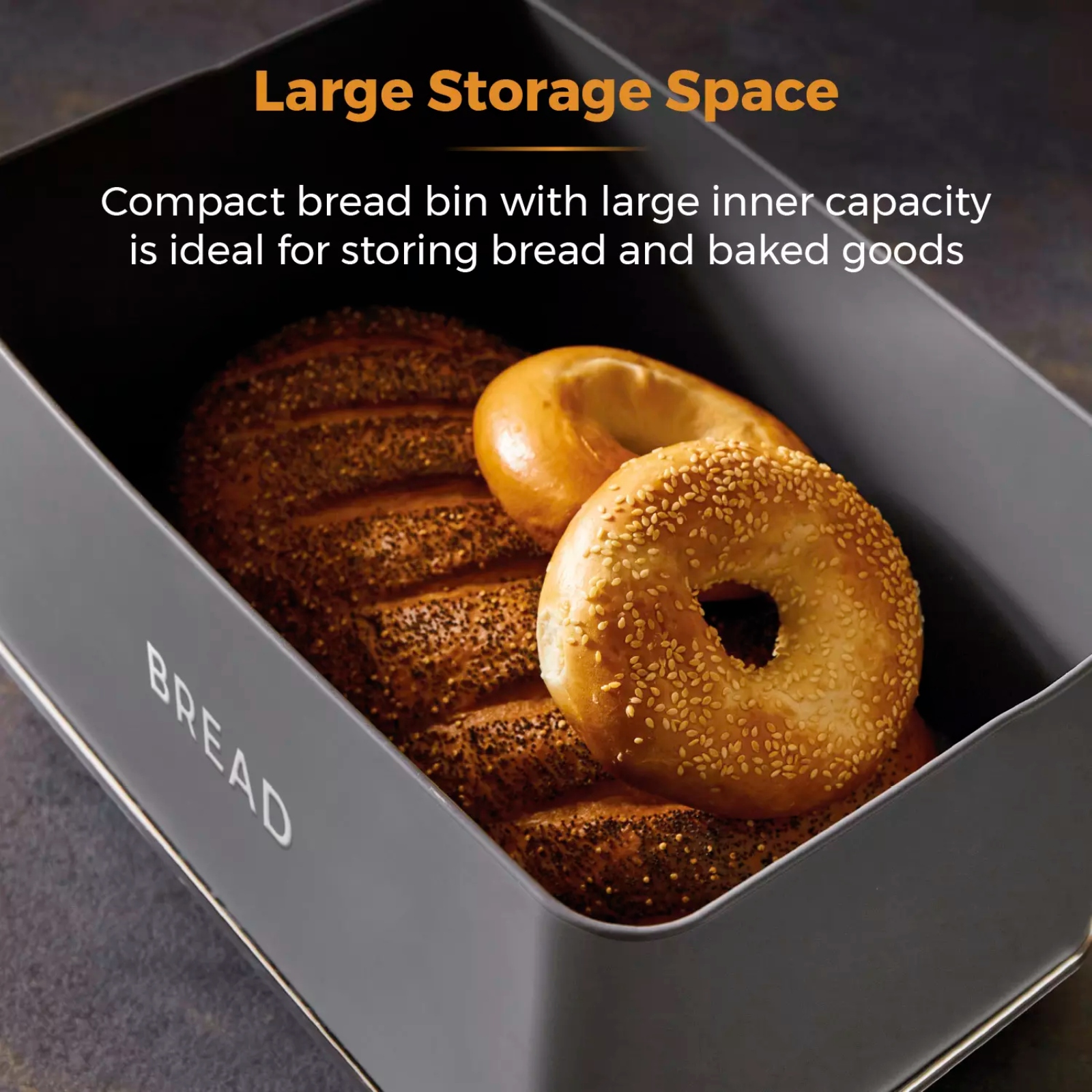 Tower T826175GRY Renaissance Bread Bin Grey Tower T826175GRY Renaissance Bread Bin Grey - Image 2