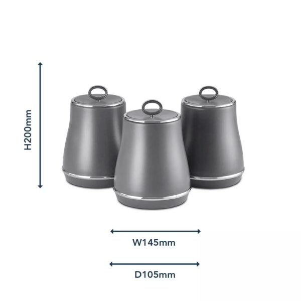 Tower T826176GRY Renaissance Set Of 3 Storage Canisters Grey - Image 4