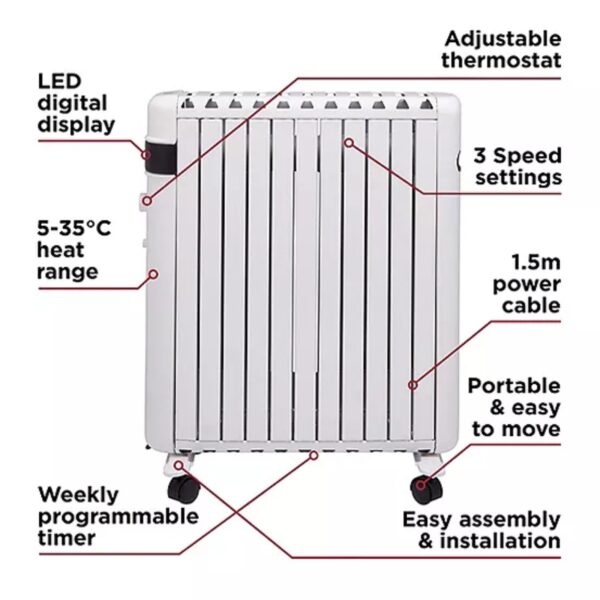 Black And Decker BXRA43017GB 2.5KW Smart Digital Oil Free Radiator