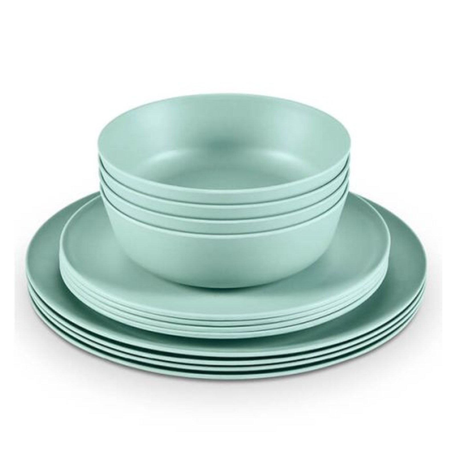 Coast & Country CC85500BGRN  Fresco Reusable Plastic 12pc Bamboo Fibre Dinner Set  Green