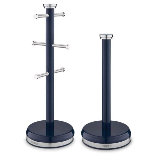 Tower Belle Mug Tree & Towel Pole Set Midnight Blue