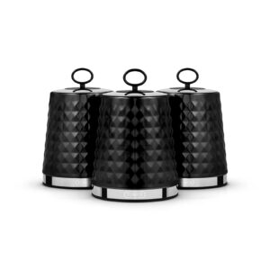 Tower Solitaire 3 Piece Canister Set Black