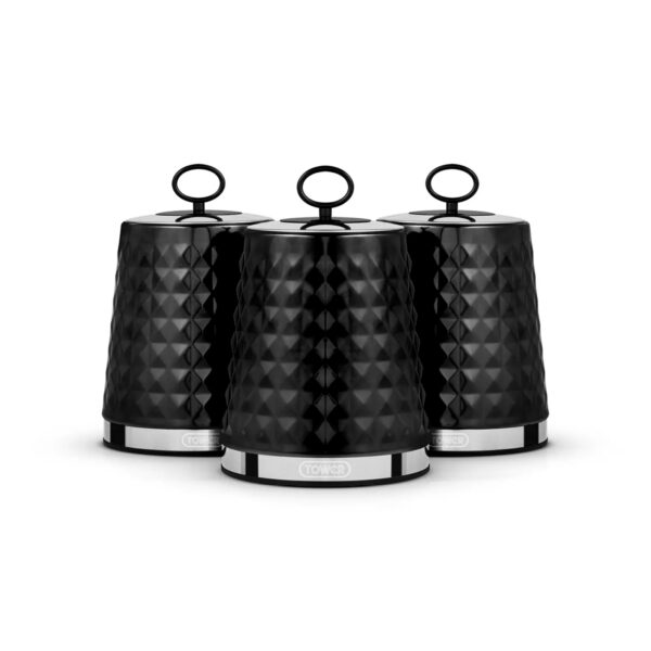 Tower Solitaire 3 Piece Canister Set Black
