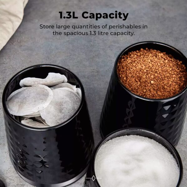 Tower T826207BLK Solitaire 3 Piece Canister Set Black - Image 3