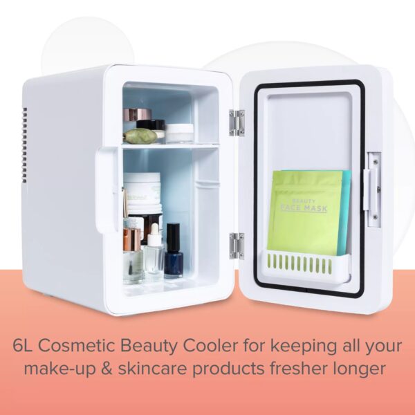 Carmen C81182 6L Beauty Cooler With LED Mirror Door White - Image 2