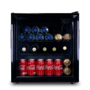 SIA DC2BL Mini Drinks Fridge, Table Top 50L Beer / Wine Cooler With Glass Door