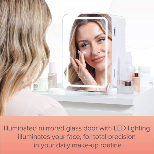 Carmen C81182 6L Beauty Cooler With LED Mirror Door White - Image 3