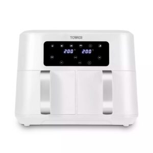 Tower T17137WHT White 8.5 Litre Dual Basket Air Fryer Tower White 8.5 Litre Dual Basket Air Fryer