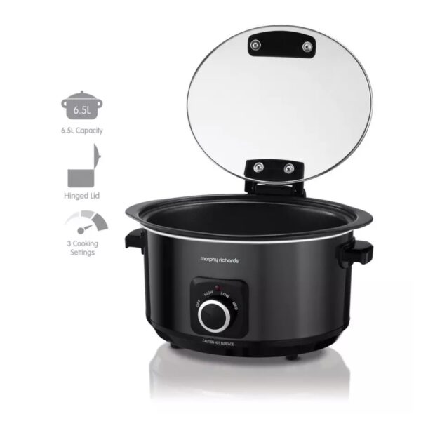 Morphy Richards 461020 Slow Cooker 6.5ltr black  With Hinged Lid - Image 2