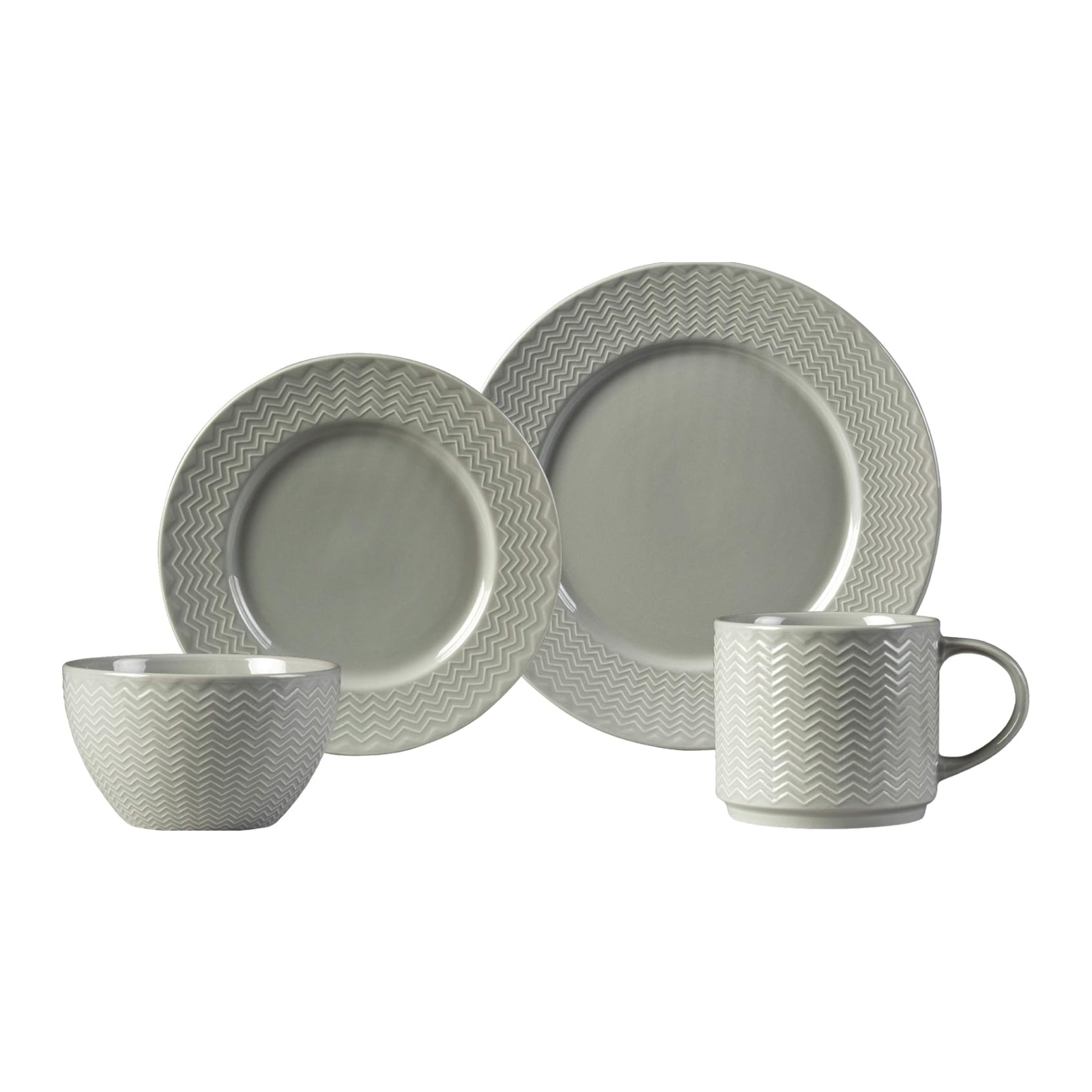 Carnaby Argyle CRM1230MO 16pcs Embossed  Dinner Set Grey