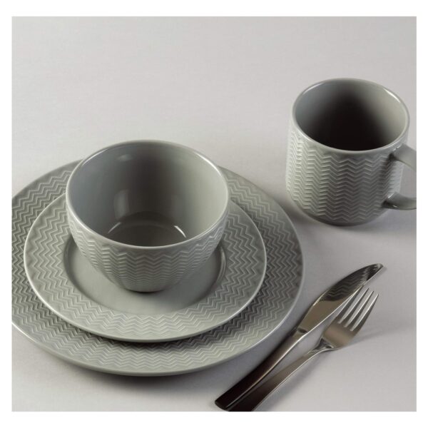 Carnaby Argyle CRM1230MO 16pcs Embossed  Dinner Set Grey