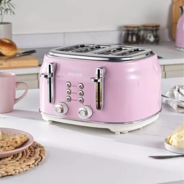 Salter EK5739PNK Retro 4 Slice Toaster Pink