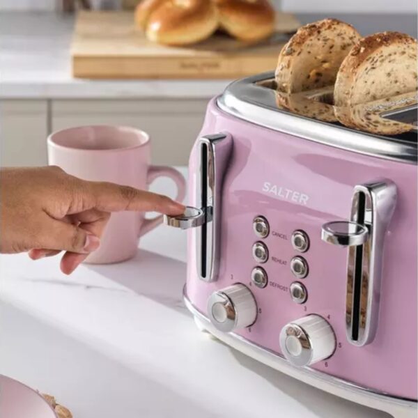 Salter EK5739PNK Retro 4 Slice Toaster Pink