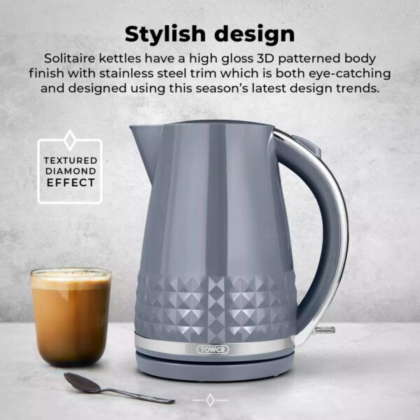Tower T10075GRY Solitaire Grey Rapid Boil Kettle - Image 2