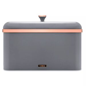 Tower T826130GRY Cavaletto Rose Gold Edition Bread Bin Grey Tower Cavaletto Rose Gold Edition Bread Bin Grey