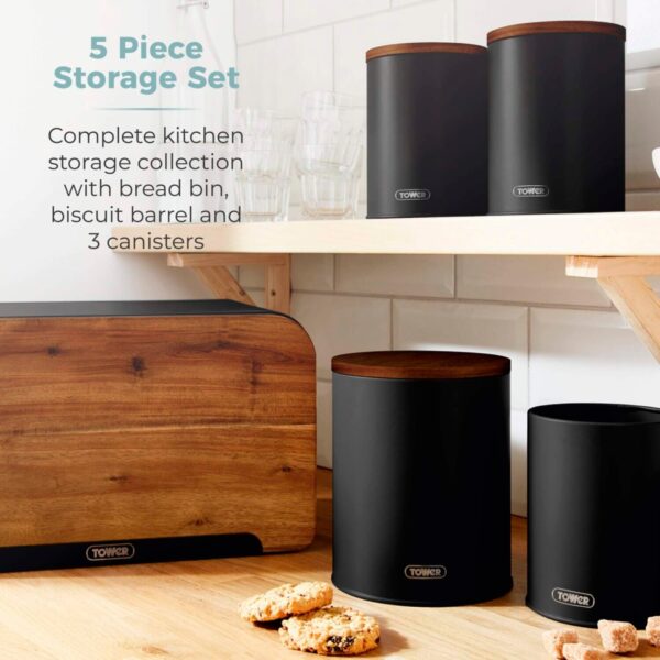 Tower T826140BLK Scandi 5 Piece Storage Set Black - Image 2