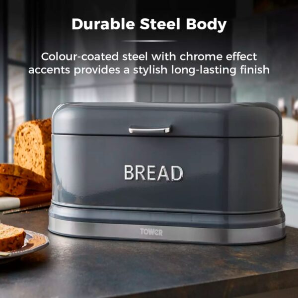 Tower T826170CRP Belle Bread Bin Graphite - Image 3