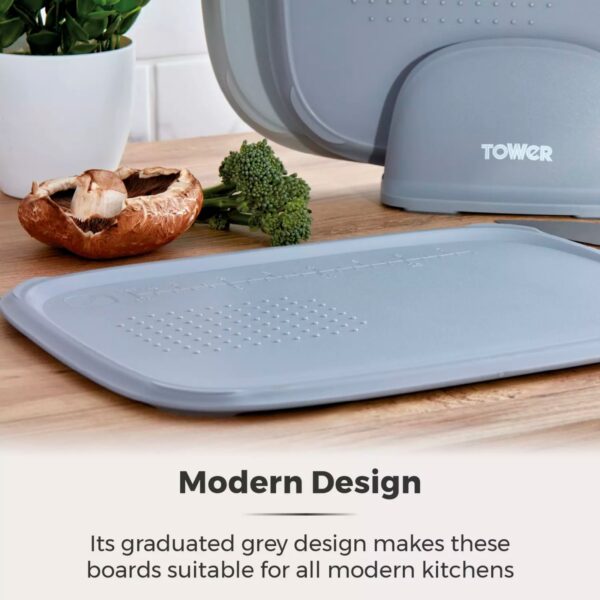 Tower T847035 3 Piece Nesting Chopping Board Set Grey - Image 3