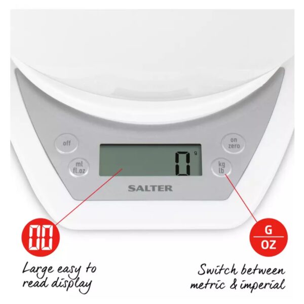 Salter  1024WHDR Dual Pour Electronic Kitchen Scale With Bowl White