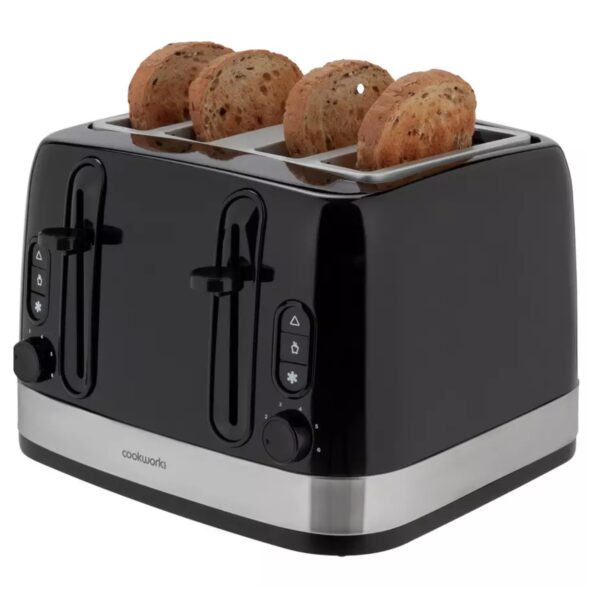 Cookworks  489-499 Illuminated 4 Slice Toaster Black