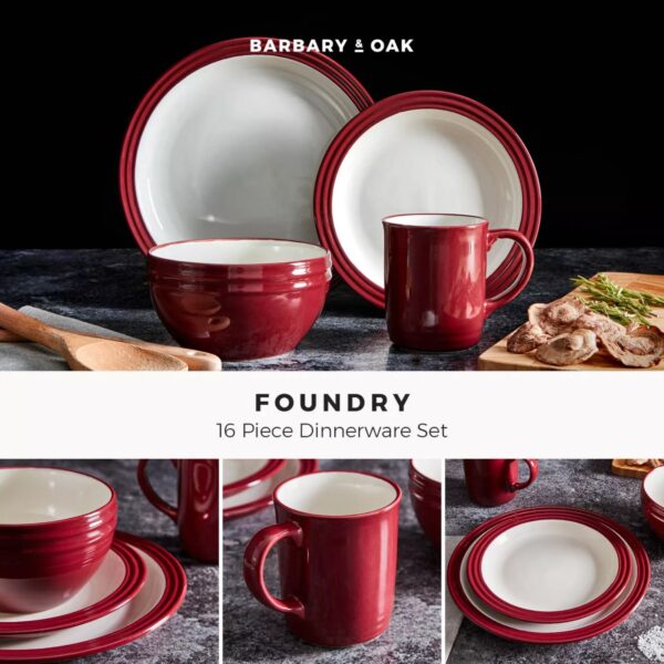 Barbary And Oak BO867011RED Foundry 16 Piece Dinnerware Set Red - Image 2
