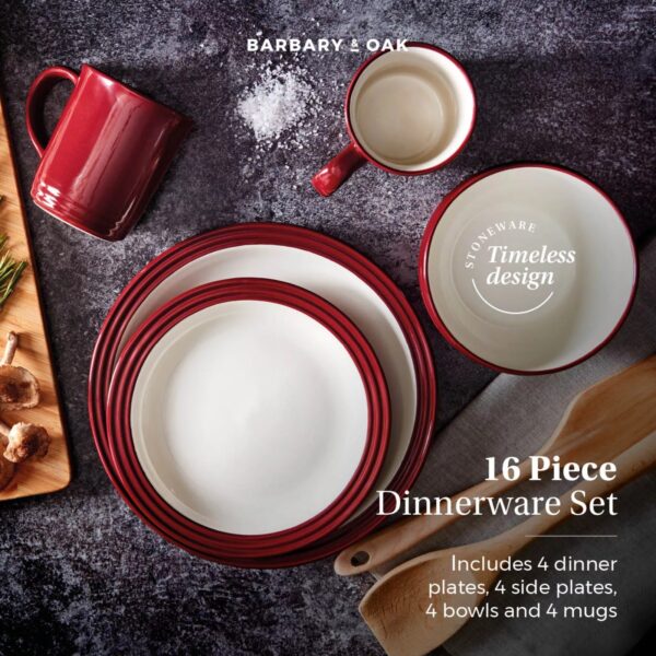 Barbary And Oak BO867011RED Foundry 16 Piece Dinnerware Set Red - Image 3