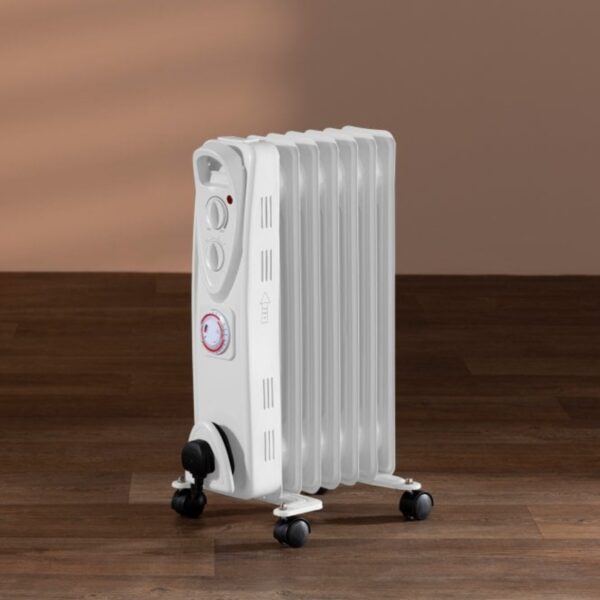 Daewoo HEA1894 1500w 7 Fin Oil Filled Heater With Timer White - Image 2