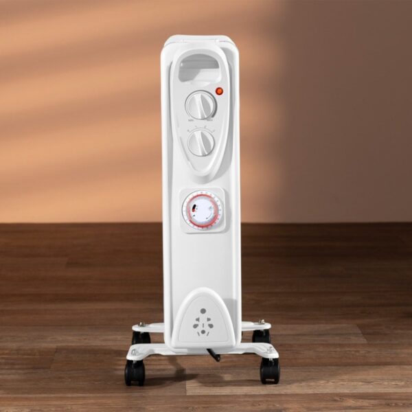 Daewoo HEA1894 1500w 7 Fin Oil Filled Heater With Timer White - Image 3