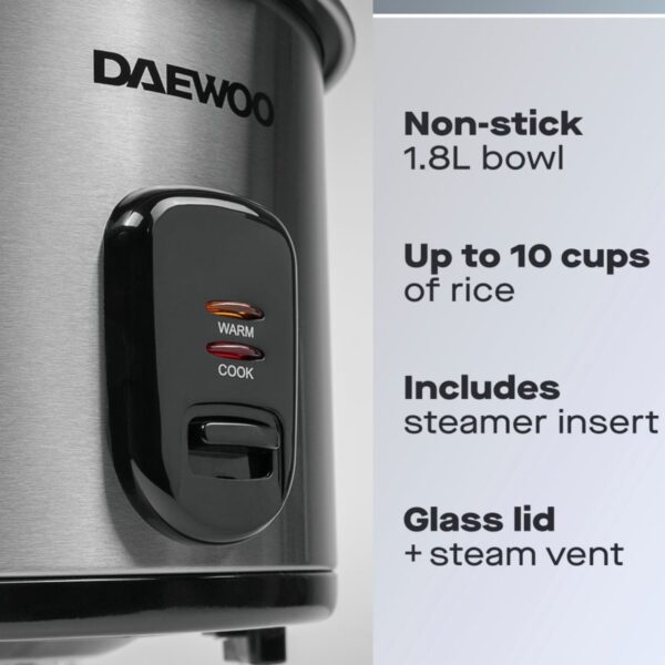 Daewoo SDA1061 1.8L Rice Cooker Stainless Steel - Image 2