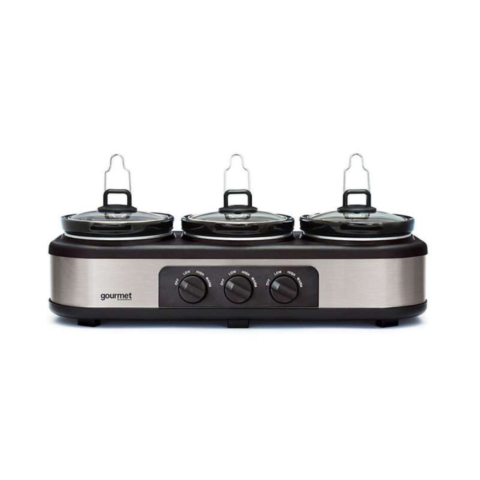 Gourmet GTSC003 3.9L Triple Slow Cooker Stainless Steel Gourmet 3.9L Triple Slow Cooker Stainless Steel
