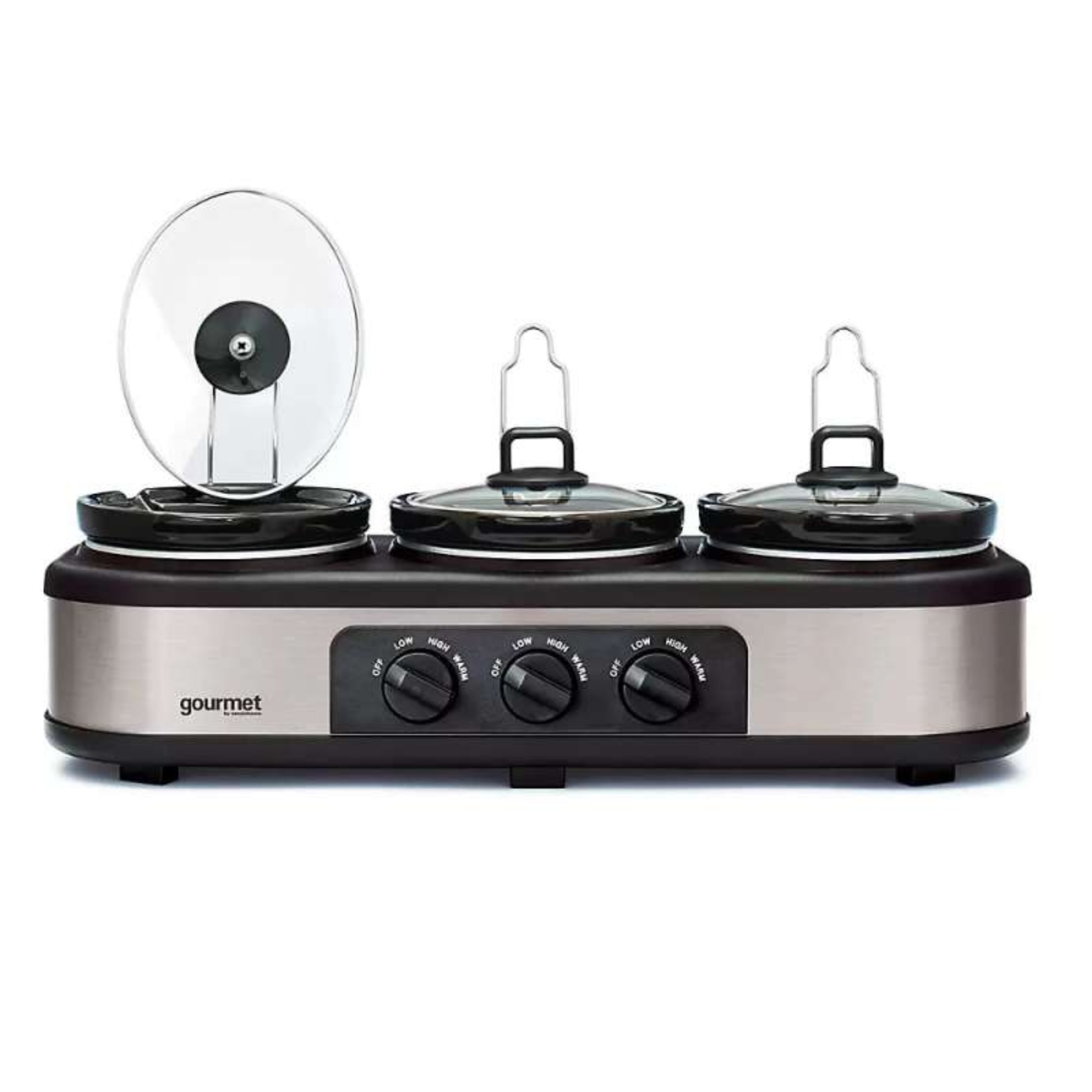 Gourmet GTSC003 3.9L Triple Slow Cooker Stainless Steel Gourmet GTSC003 3.9L Triple Slow Cooker Stainless Steel - Image 2