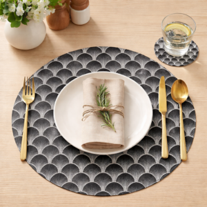 Ideal Home 12-Piece Glass Sparkle Placemat & Coaster Set Brand New