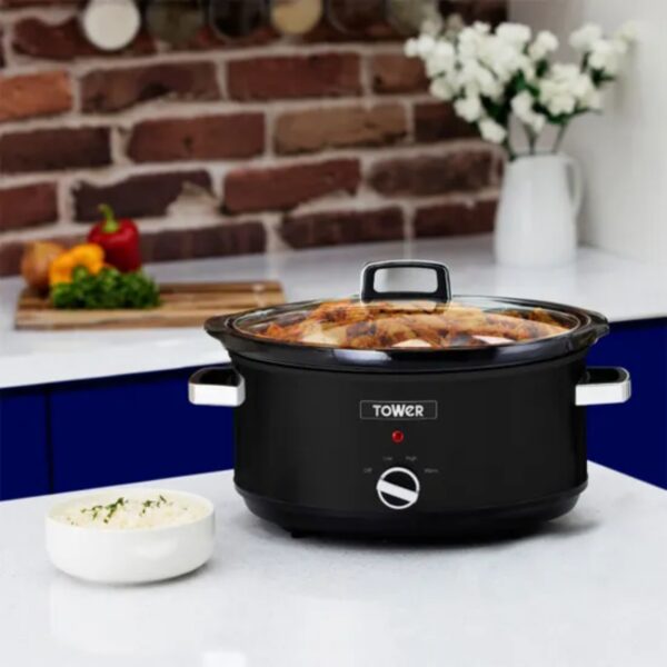 Tower T16019BL 6.5L Stainless Steel Slow Cooker Black - Image 2