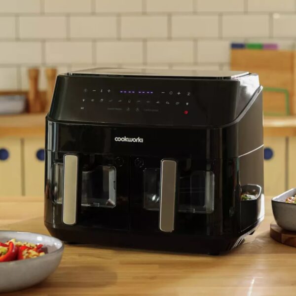 Cookworks 1486630 2600W Dual Basket Digital Air Fryer Black - Image 3