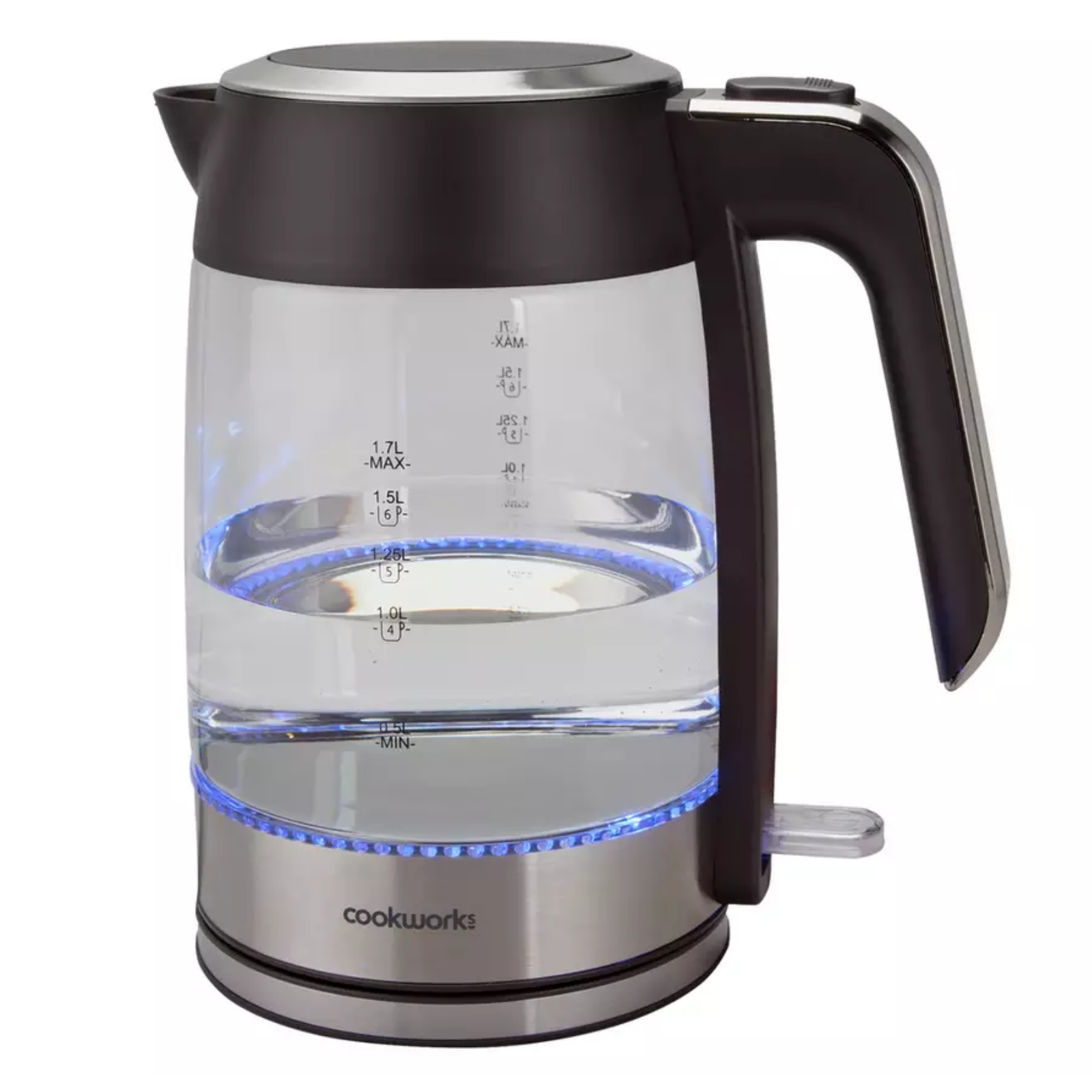 Cookworks 7060586 1.7L Brushed Glass Kettle Stainless Steel Cookworks 7060586 1.7L Brushed Glass Kettle Stainless Steel - Image 3