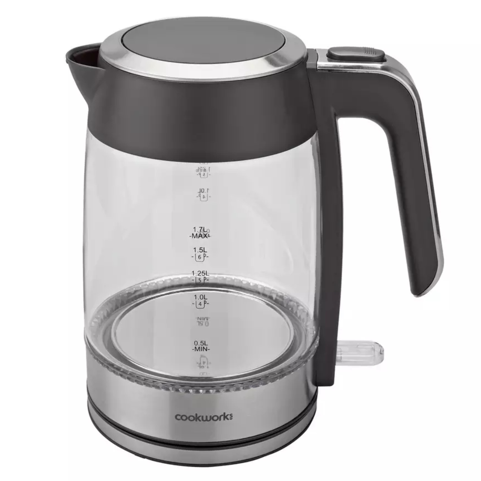 Cookworks 7060586 1.7L Brushed Glass Kettle Stainless Steel Cookworks 7060586 1.7L Brushed Glass Kettle Stainless Steel - Image 4