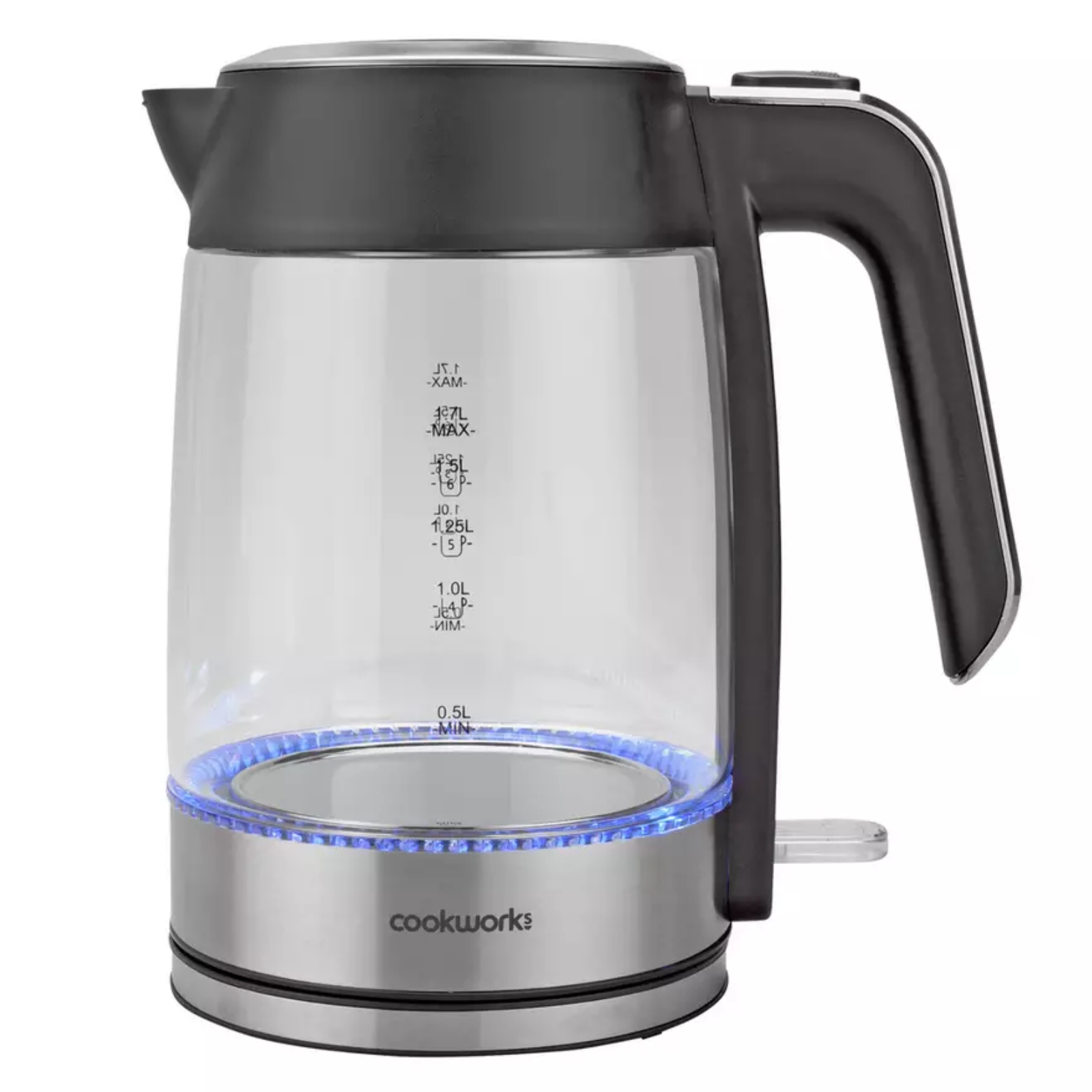 Cookworks 7060586 1.7L Brushed Glass Kettle Stainless Steel Cookworks 1.7L Brushed Glass Kettle Stainless Steel