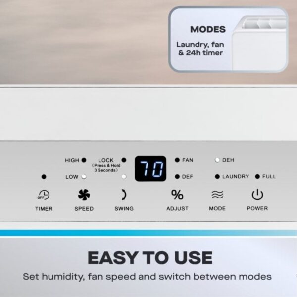 Daewoo COL1613 20L Dehumidifier With Air Purifier White - Image 2