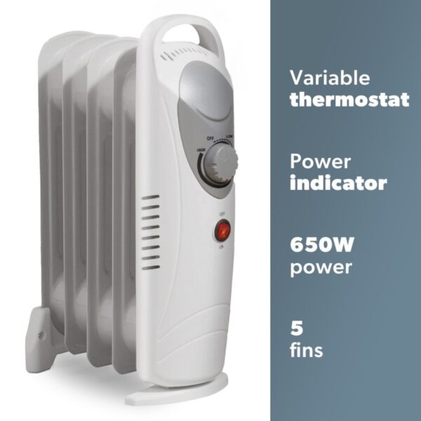 Daewoo HEA1143 650W Mini Oil Filled Radiator - Image 2