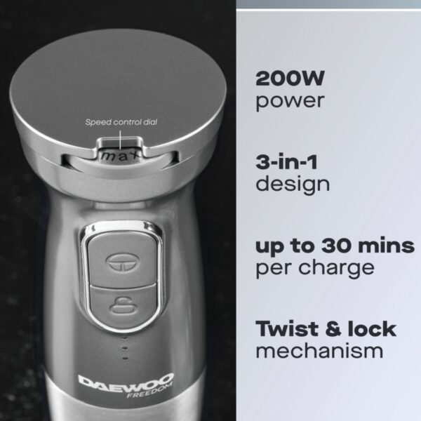 Daewoo SDA2633GE Cordless Pro Handheld Blender Silver - Image 2