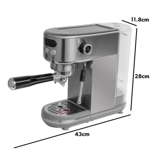 Daewoo SDA2700GE 20 Bar Digital Compact Espresso Coffee Maker Silver - Image 2