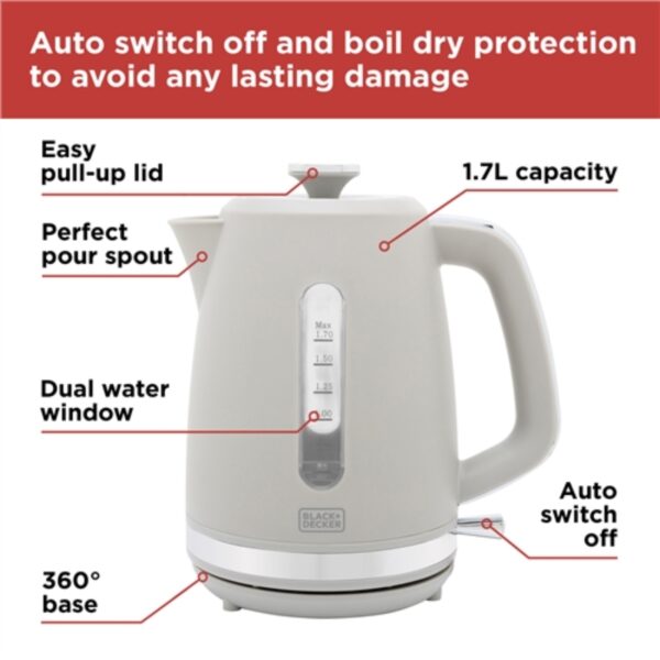Black & Decker BXKE10072GB 1.7L 3KW Jug Kettle Grey - Image 3