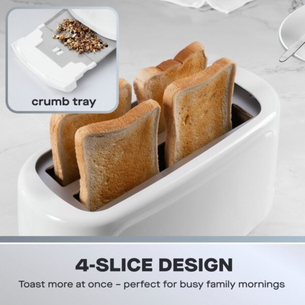 Daewoo SDA2728 4 Slice Long Slot Toaster White - Image 3