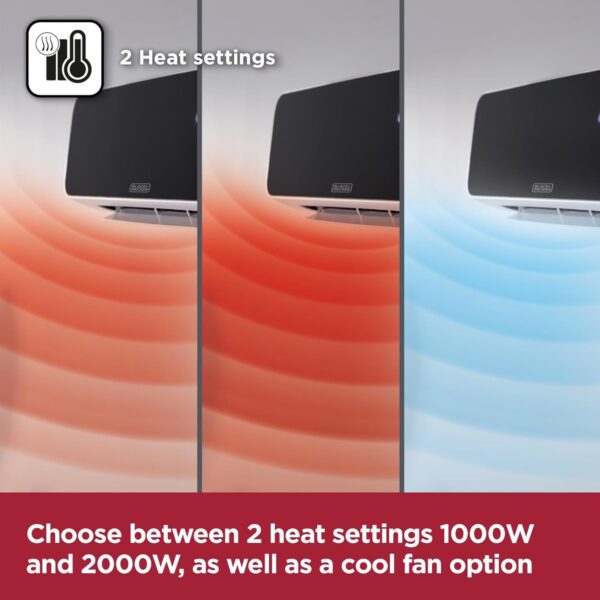 BLACK + DECKER BXSH37025GB Smart Hot & Cool Wall Heater White - Image 3
