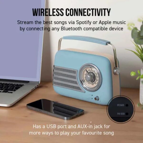 Itek I60028BLU Vintage Bluetooth Radio Blue - Image 3